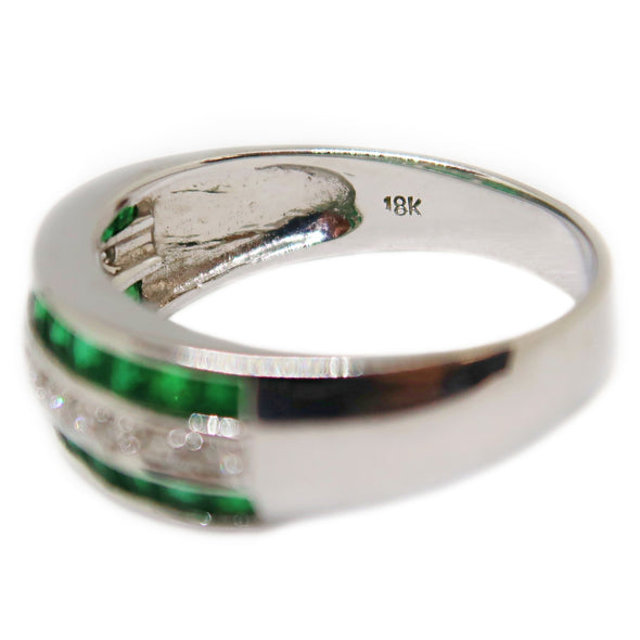 18K White Gold Ring with Emeralds and Diamonds -  - State Street Jewelry and Loan