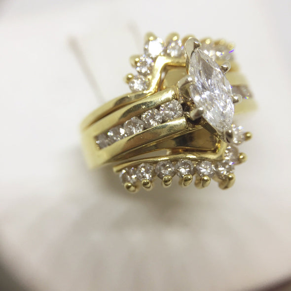 14k Yellow Gold Marque Cut Engagement Ring -  - State Street Jewelry and Loan
