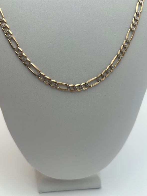 Figaro Yellow Gold Chain 14kt 24.2 grams Diamond Cut 26" inches