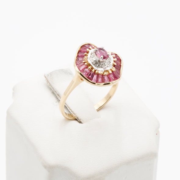 14k Ladies Ring With Rubies and Diamonds