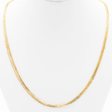 14K Yellow Gold Anchor Link Three-Strand Necklace