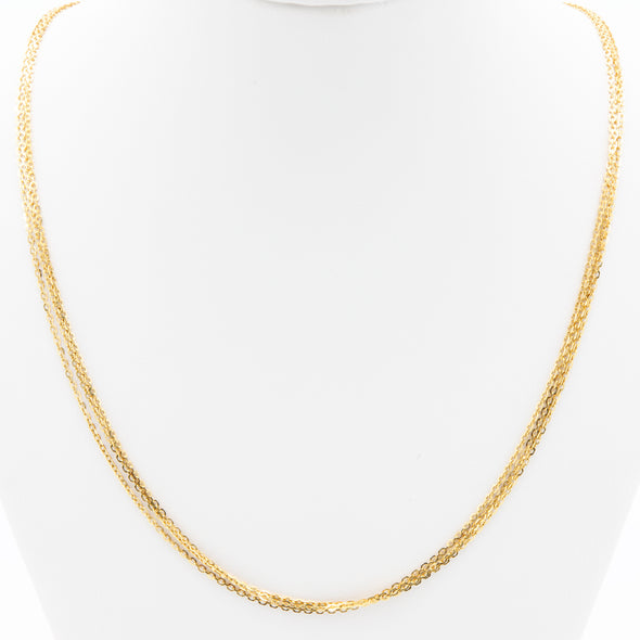 14K Yellow Gold Anchor Link Three-Strand Necklace