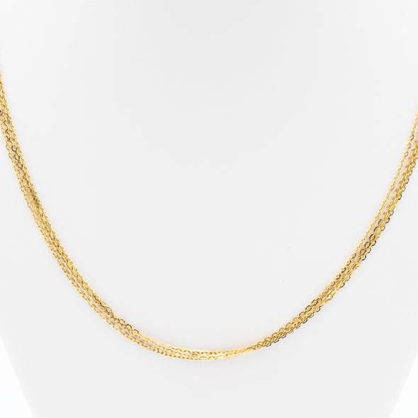 14K Yellow Gold Anchor Link Three-Strand Necklace