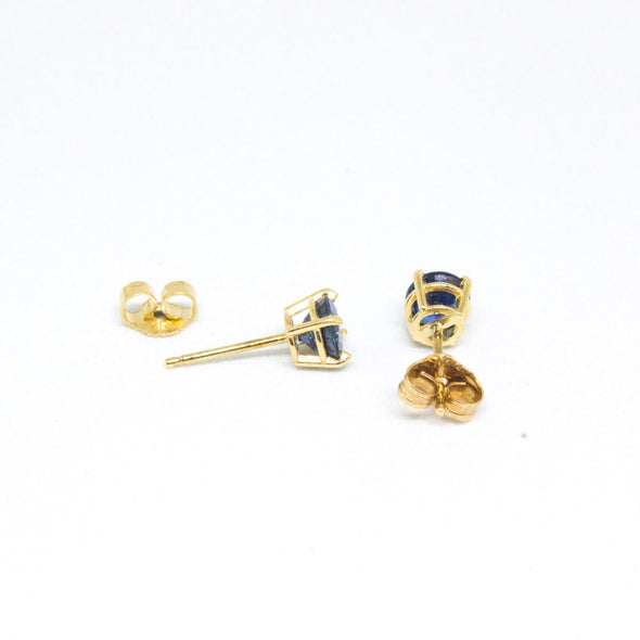 14K Yellow Gold Blue Sapphire Stud Earrings -  - State Street Jewelry and Loan