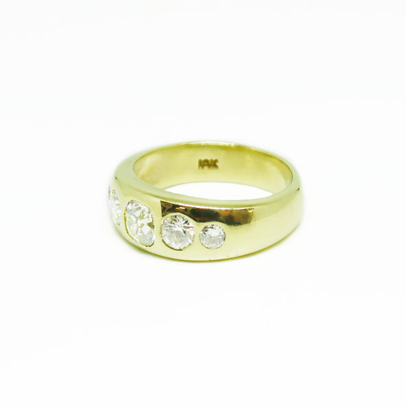 18k Yellow Gold Men's Ring with 1.25ctw Mine Cut Diamonds -  - State Street Jewelry and Loan