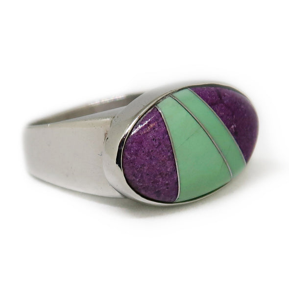 Mosaic Purple and Green Sterling Silver Ring -  - State Street Jewelry and Loan