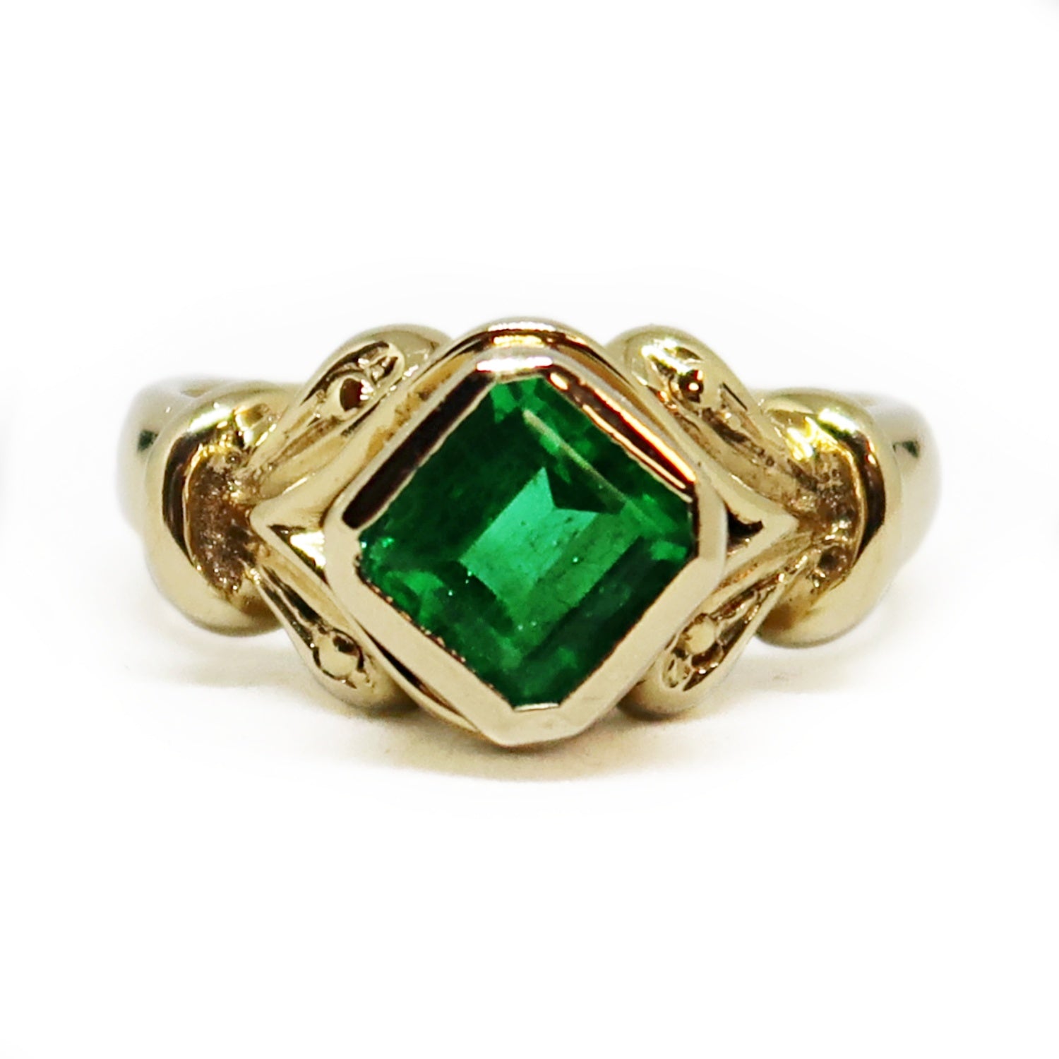 Asscher Cut Emerald and Diamond Ring | Ken | Braverman Jewelry