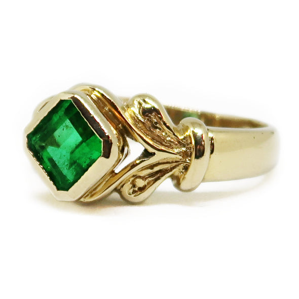 18k Yellow Gold Ring with Asscher Cut Emerald -  - State Street Jewelry and Loan