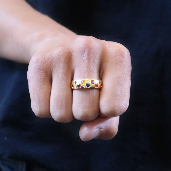 18k Yellow Gold Ring with Multi Color Stones -  - State Street Jewelry and Loan