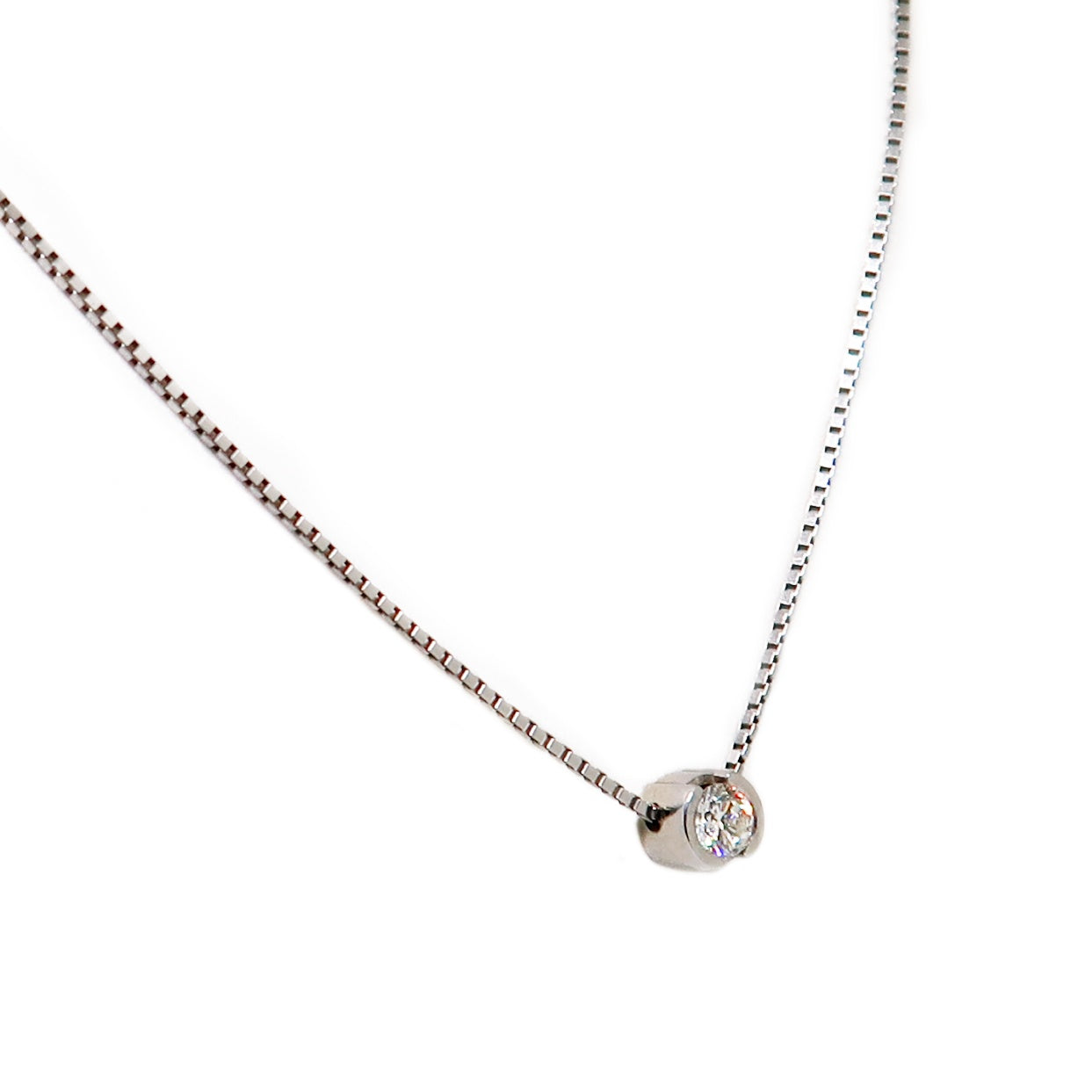 Graceful Radiance 18Kt White Gold Solitaire Diamond Necklace - TBZ & Sons