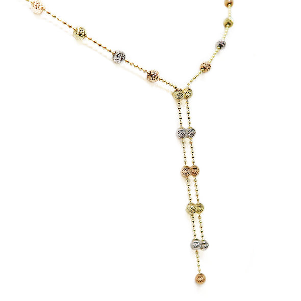 10K 3 Tone 3mm Bead Necklace -  - State Street Jewelry and Loan