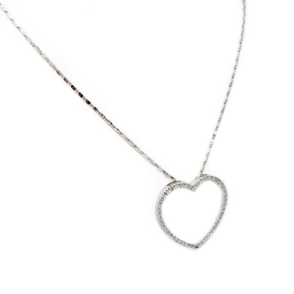 14K White Gold Diamond Heart Pendant Chain -  - State Street Jewelry and Loan