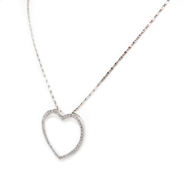 14K White Gold Diamond Heart Pendant Chain -  - State Street Jewelry and Loan