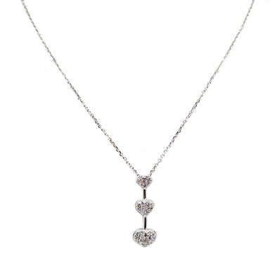 14K White Gold 3-Heart Diamond Necklace -  - State Street Jewelry and Loan