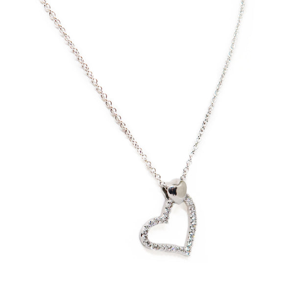 14K White Gold Diamond Heart Necklace -  - State Street Jewelry and Loan