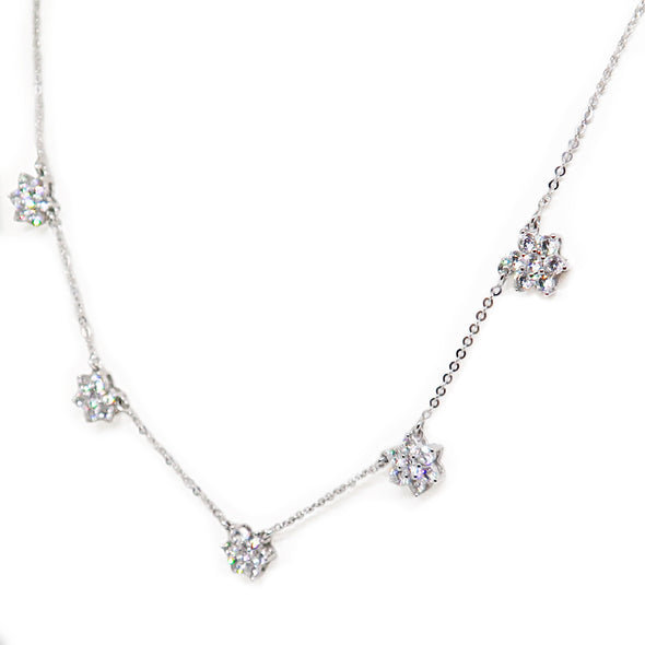 14K White Gold Diamond Flower Necklace -  - State Street Jewelry and Loan