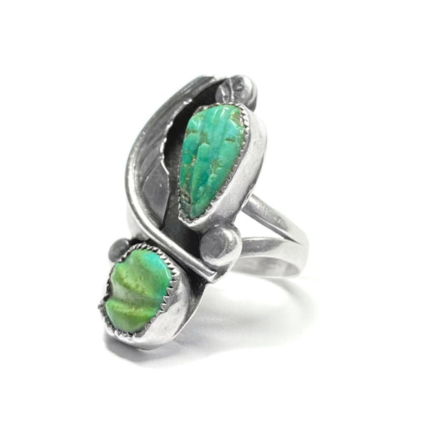 925 Sterling Silver Ring With Turquoise and Coral