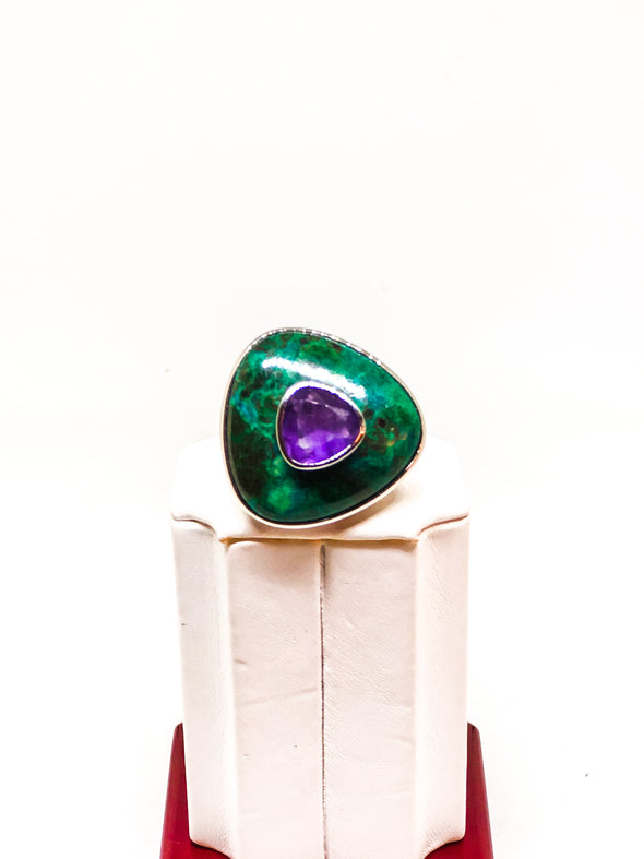 925 Sterling Silver Ring With Turquoise and Purple Stone