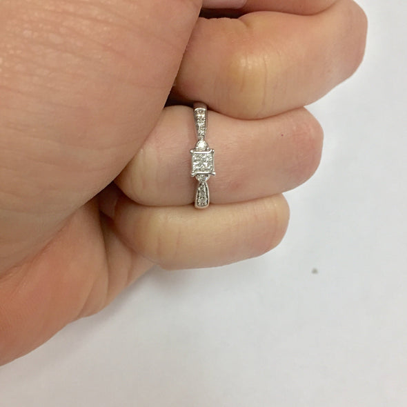 10k White Gold Ladies Diamond Cluster Engagement Ring -  - State Street Jewelry and Loan